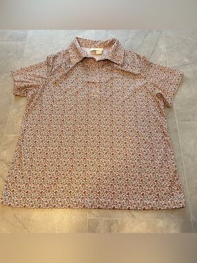 Vintage smartique women Short-Sleeve blouse with Red Floral size 40 (L) casual
